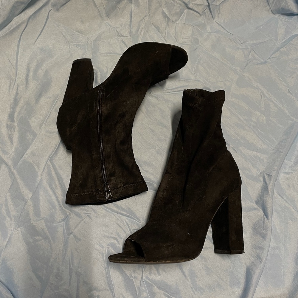 Black peep toe booties